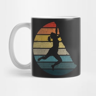 Free Climbing Silhouette On A Distressed Retro Sunset design Mug